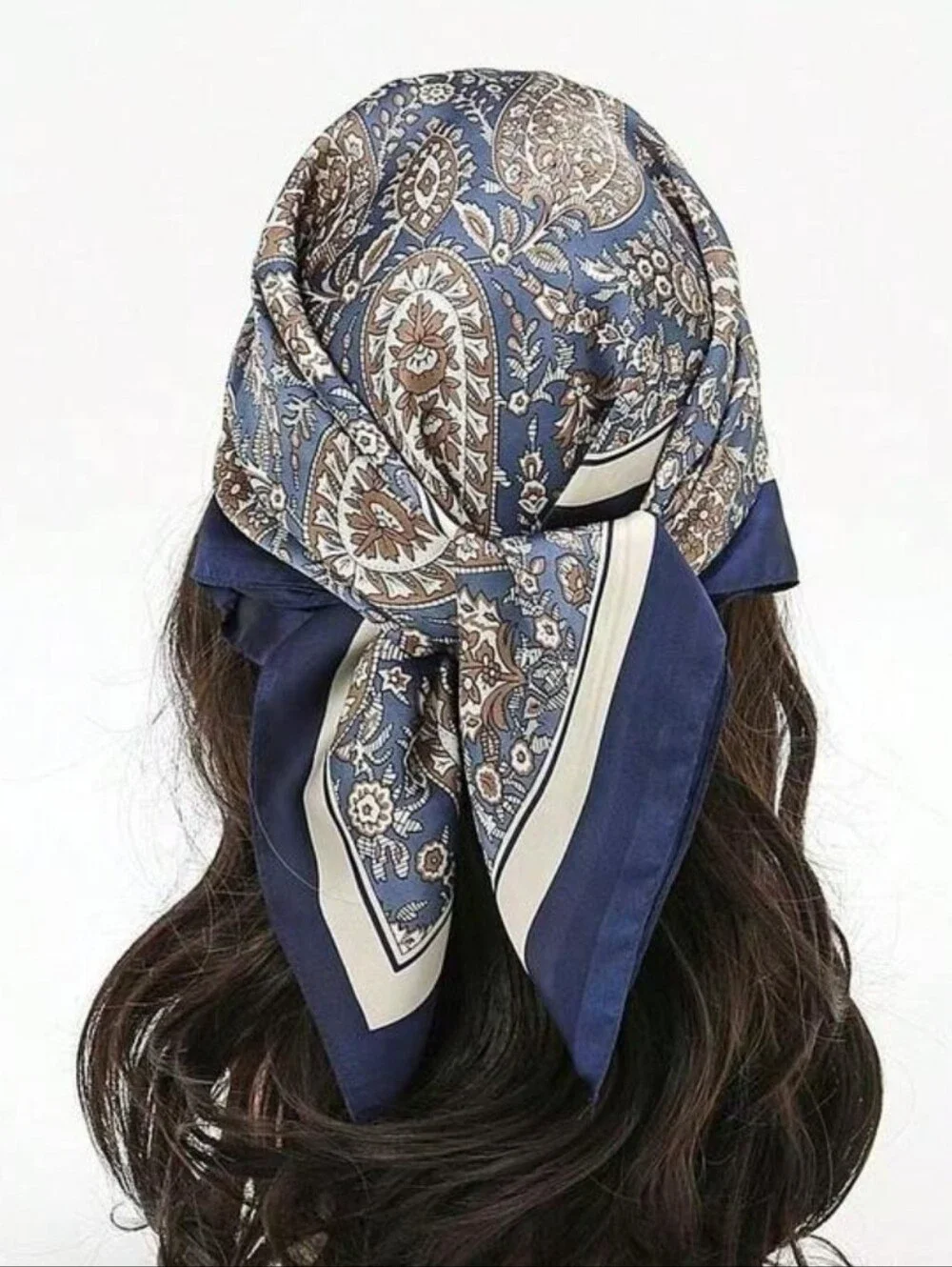 Blue Paisley Silk Scarf